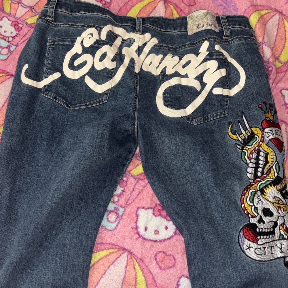 Ed Hardy Denim with Skull and Colorful Tattoo Art